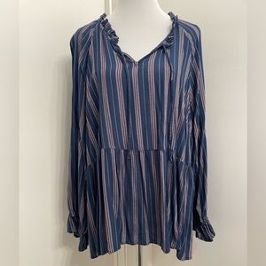 Super soft striped peasant top